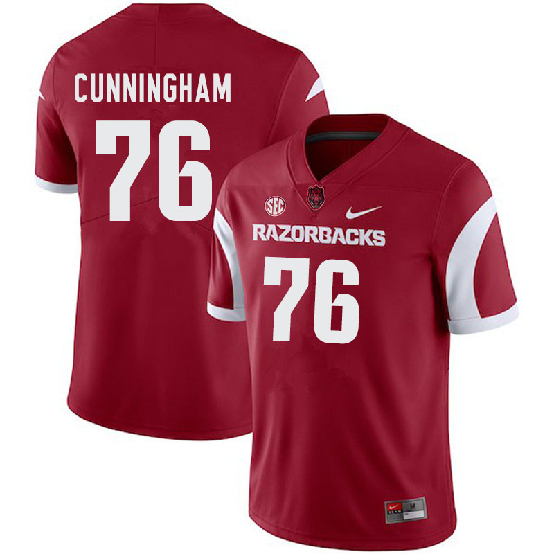 Men #76 Myron Cunningham Arkansas Razorbacks College Football Jerseys-Cardinal